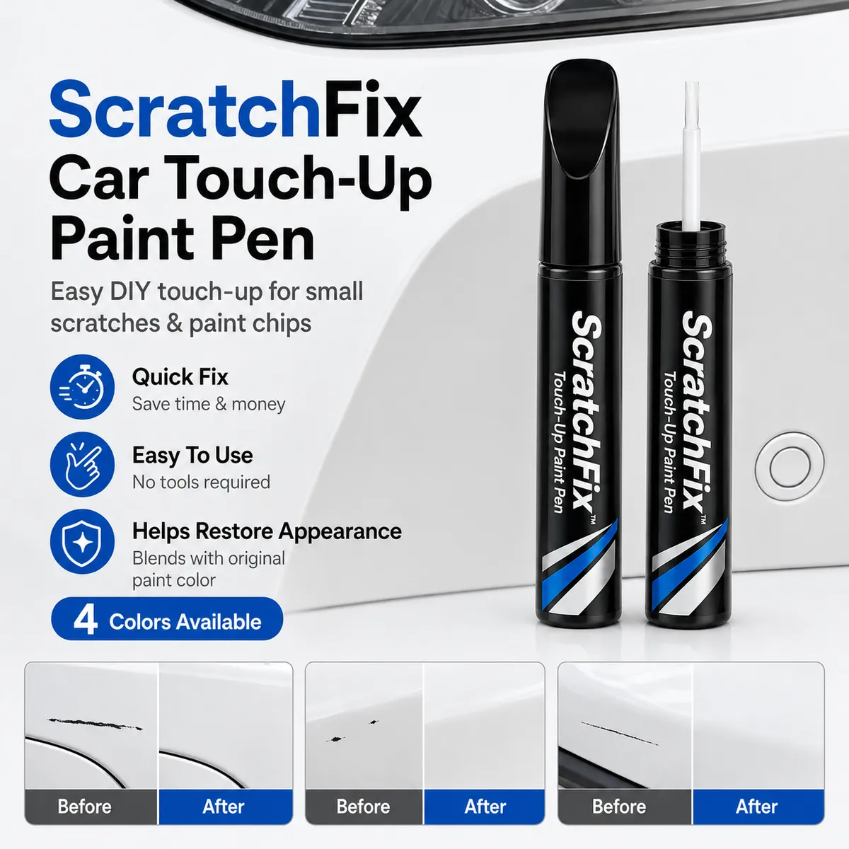 🚨Small Scratches Can Ruin Your Car’s Clean Look🚨 - ScratchFix Car Touch-Up Paint Pen 🏆